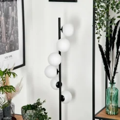 hofstein Lampadaire - Verre 12 cm Remaisnil Blanc, 6 lumières