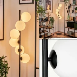 hofstein Lampadaire - Verre 15 cm Remaisnil Blanc, 6 lumières