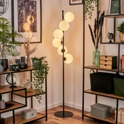 hofstein Lampadaire - Verre 15 cm Remaisnil Blanc, 6 lumières