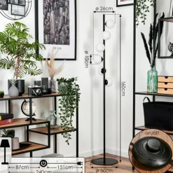 hofstein Lampadaire - Verre 10 cm Remaisnil Blanc, 6 lumières