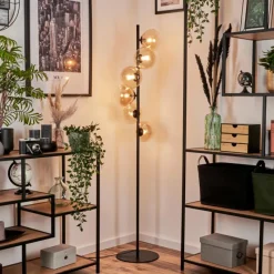 hofstein Lampadaire - Verre 15 cm Remaisnil Ambre, 6 lumières