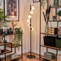 hofstein Lampadaire - Verre 10 cm Remaisnil Blanc, 6 lumières