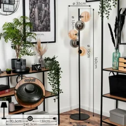 hofstein Lampadaire - Verre 15 cm Remaisnil Ambre, Fumé, 5 lumières