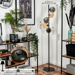 hofstein Lampadaire - Verre 15 cm Remaisnil Ambre, Fumé, 5 lumières