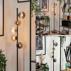 hofstein Lampadaire - Verre 12 cm Remaisnil Ambre, Clair, Fumé, 5 lumières