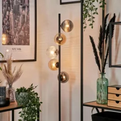 hofstein Lampadaire - Verre 12 cm Remaisnil Ambre, Clair, Fumé, 5 lumières