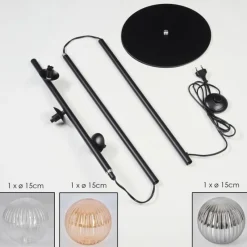hofstein Lampadaire - Verre 15 cm Remaisnil Noir, 3 lumières