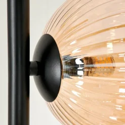 hofstein Lampadaire - Verre 15 cm Remaisnil Noir, 3 lumières