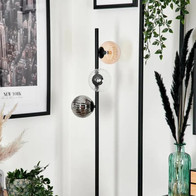 Suspension Verre Fumé-hofstein Lampadaire - Verre 12 cm Remaisnil Noir, 3 lumières