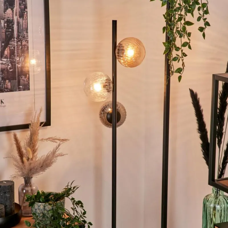 Suspension Verre Fumé-hofstein Lampadaire - Verre 12 cm Remaisnil Noir, 3 lumières