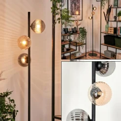 hofstein Lampadaire - Verre 12 cm Remaisnil Noir, 3 lumières