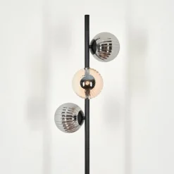 hofstein Lampadaire - Verre 12 cm Remaisnil Noir, 3 lumières