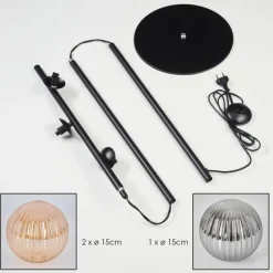 Suspension Verre Fumé-hofstein Lampadaire - Verre 15 cm Remaisnil Noir, 3 lumières