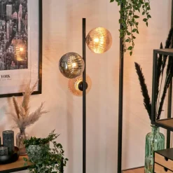 Suspension Verre Fumé-hofstein Lampadaire - Verre 15 cm Remaisnil Noir, 3 lumières