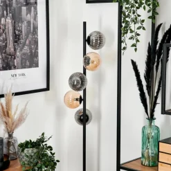 hofstein Lampadaire - Verre 12 cm Remaisnil Noir, 5 lumières