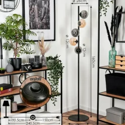 hofstein Lampadaire - Verre 12 cm Remaisnil Noir, 5 lumières