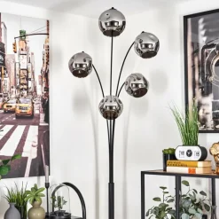 hofstein Lampadaire - Verre 15 cm Ripoll Chrome, 5 lumières