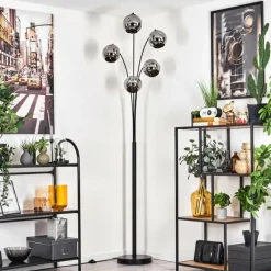 hofstein Lampadaire - Verre 15 cm Ripoll Chrome, 5 lumières