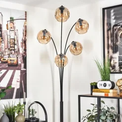 hofstein Lampadaire - Verre 15 cm Ripoll Ambre, 5 lumières