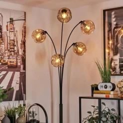 hofstein Lampadaire - Verre 15 cm Ripoll Ambre, 5 lumières