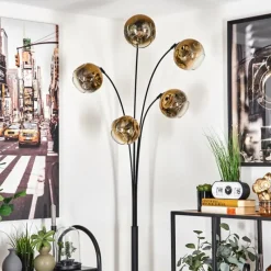 hofstein Lampadaire - Verre 15 cm Ripoll Or, Clair, 5 lumières