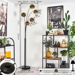 hofstein Lampadaire - Verre 15 cm Ripoll Or, Clair, 5 lumières