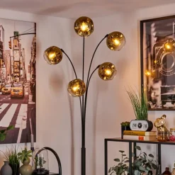 hofstein Lampadaire - Verre 15 cm Ripoll Or, Clair, 5 lumières