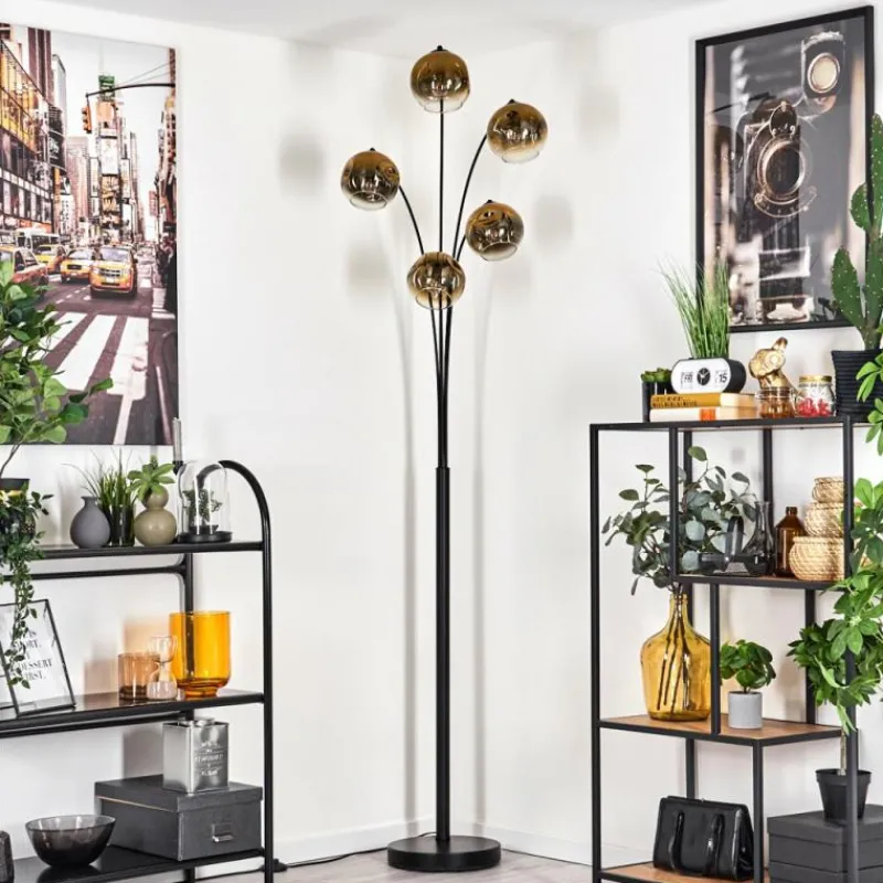 hofstein Lampadaire - Verre 15 cm Ripoll Or, Clair, 5 lumières