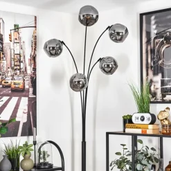 hofstein Lampadaire - Verre 15 cm Ripoll Fumé, 5 lumières