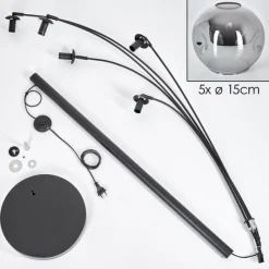 hofstein Lampadaire - Verre 15 cm Ripoll Fumé, 5 lumières