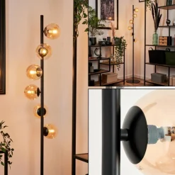 hofstein Lampadaire - Verre Remaisnil Noir, 6 lumières