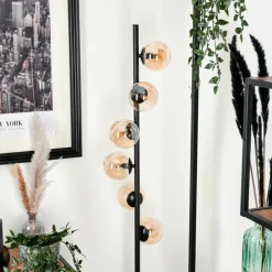 hofstein Lampadaire - Verre Remaisnil Noir, 6 lumières