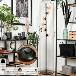 hofstein Lampadaire - Verre Remaisnil Noir, 6 lumières