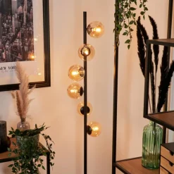 hofstein Lampadaire - Verre Remaisnil Noir, 6 lumières