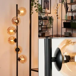 hofstein Lampadaire - Verre Remaisnil Noir, 6 lumières