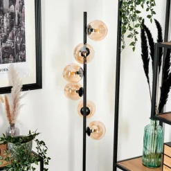 hofstein Lampadaire - Verre Remaisnil Noir, 6 lumières