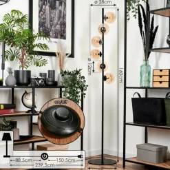 hofstein Lampadaire - Verre Remaisnil Noir, 6 lumières