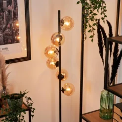 hofstein Lampadaire - Verre Remaisnil Noir, 6 lumières