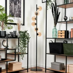 hofstein Lampadaire - Verre Remaisnil Noir, 6 lumières