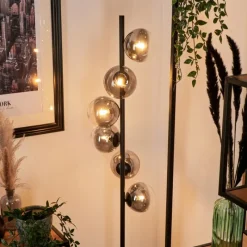 hofstein Lampadaire - Verre Remaisnil Noir, 6 lumières