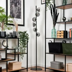 hofstein Lampadaire - Verre Remaisnil Noir, 6 lumières