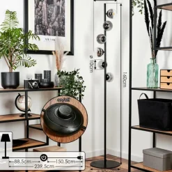 hofstein Lampadaire - Verre Remaisnil Noir, 6 lumières