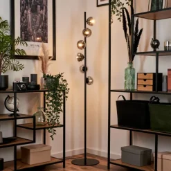 hofstein Lampadaire - Verre Remaisnil Noir, 6 lumières