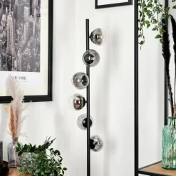 hofstein Lampadaire - Verre Remaisnil Noir, 6 lumières