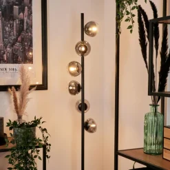 hofstein Lampadaire - Verre Remaisnil Noir, 6 lumières