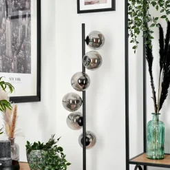 hofstein Lampadaire - Verre Remaisnil Noir, 6 lumières