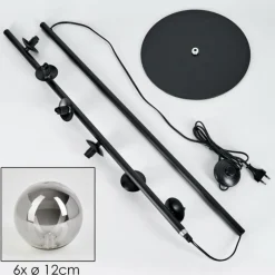 hofstein Lampadaire - Verre Remaisnil Noir, 6 lumières