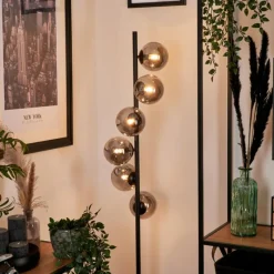 hofstein Lampadaire - Verre Remaisnil Noir, 6 lumières