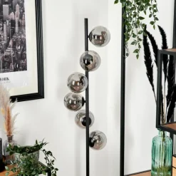 hofstein Lampadaire - Verre Remaisnil Noir, 6 lumières