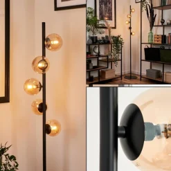 hofstein Lampadaire - Verre Remaisnil Noir, 5 lumières